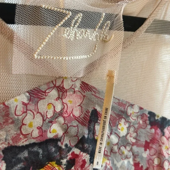 Anthropologie Zehavale Mesh Top Mini Dress Watercolor Floral Size US 6 - Picture 6 of 7